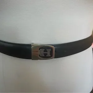 Accessories | Gold Brass H Monogram Belt Brown Leather 